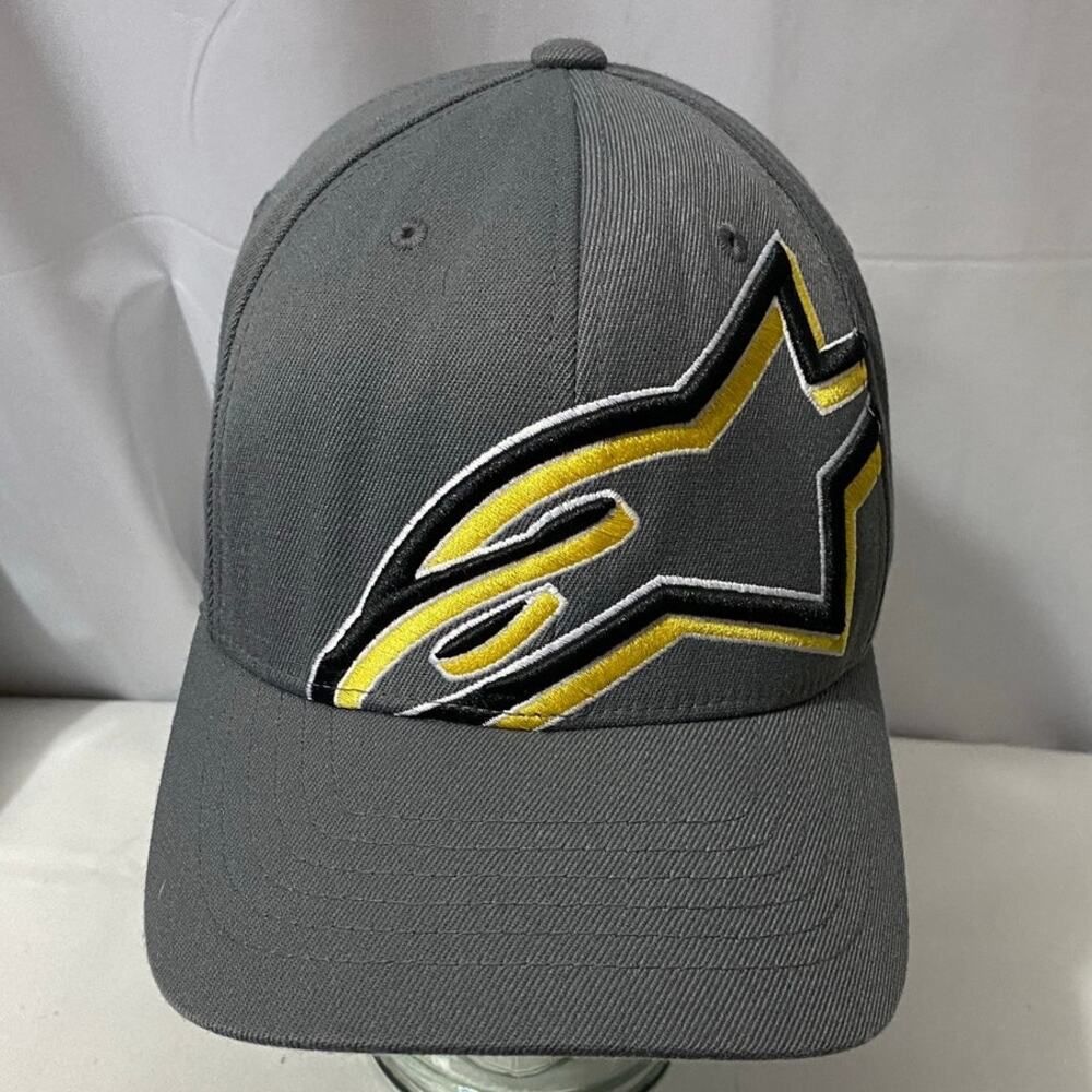 Alpinestars Curve Flexfit Cap Charcoal Grey Yellow Logo Hat